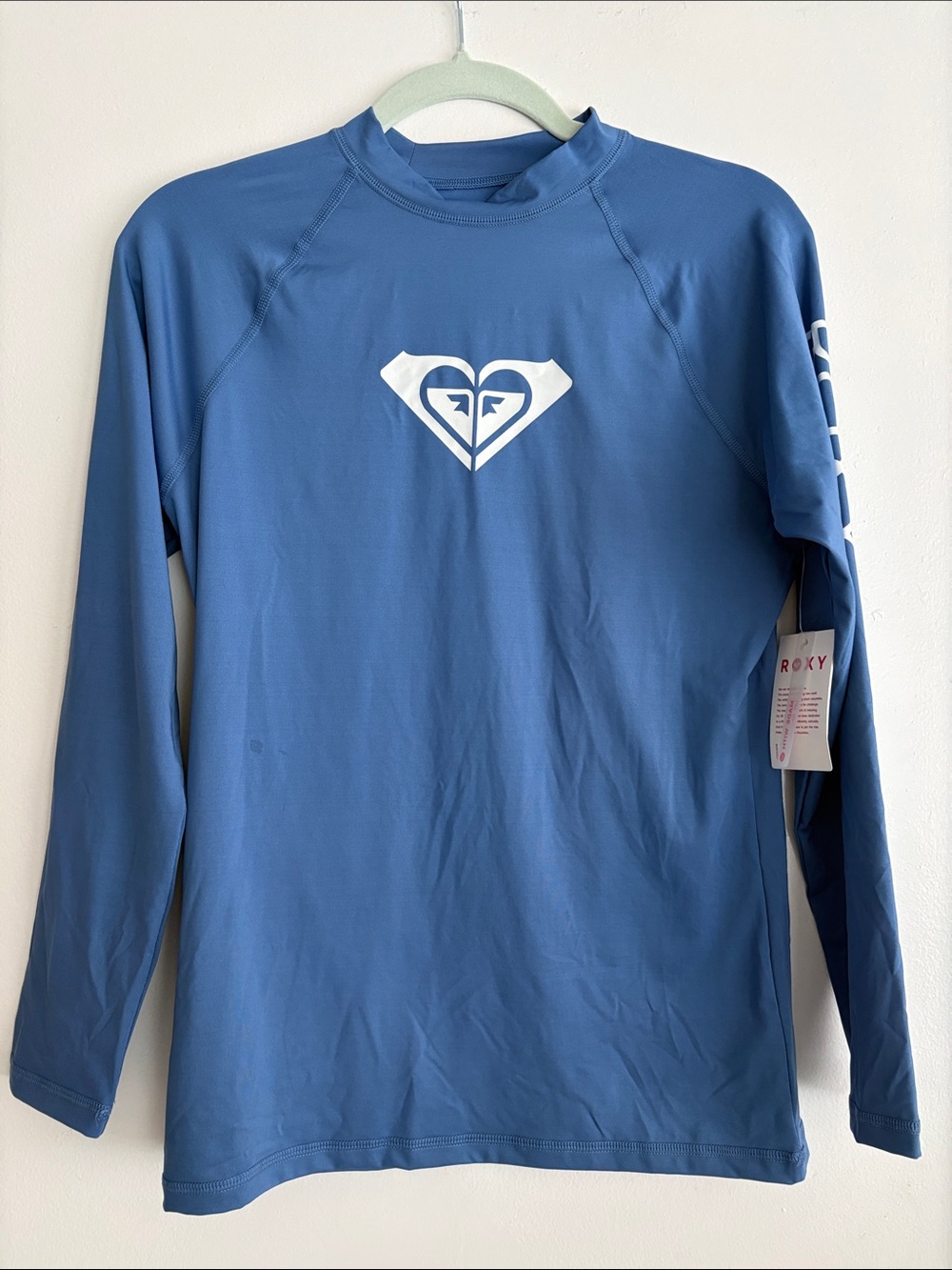 Roxy Girls' Blue Long Sleeve Swim Top with White Logo
